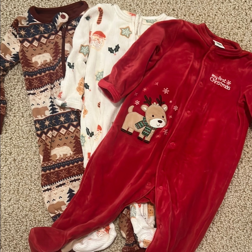 Angel Dear Kids One Pieces Footies - Red, White, Brown